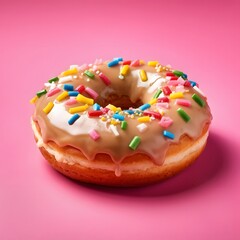 donut with sprinkles isolated on pink background