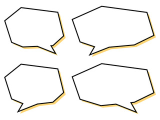 版ズレ手書きカクカク吹き出しセットB：黄色