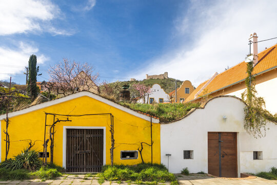 Wine cellars in Pavlov village under The Palava mountain in South Moravia, Czech Republic, Europe.
