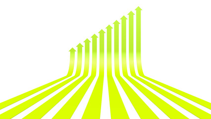 zehn grüne nach oben weisende Pfeile