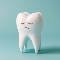 A tooth with a sad expression on its face, conveying emotion and discomfort.