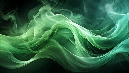 Fototapeta premium Thick green smoke on a dark background. AI generated wallpaper.