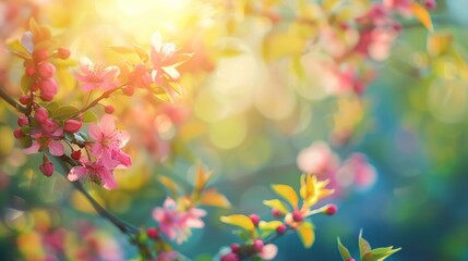 Beautiful spring flower background on sunny day.AI generated image