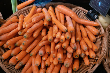 Carrots sold at a market on the French Riviera