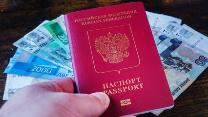 Russian Passport and Currency Exchange Concept