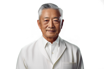 Close up of a satisfied old asian man