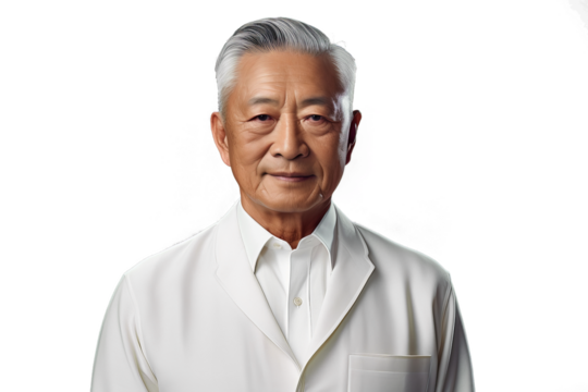 Close up of a satisfied old asian man