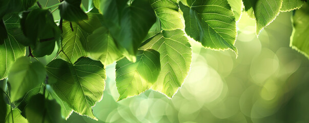 Background with green leaves in the sun