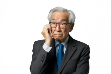 Close up of a worried old chinese businessman