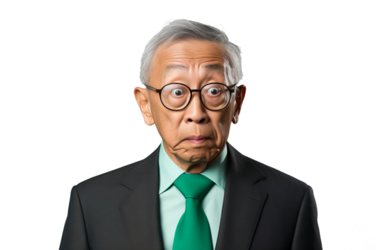 Close up of a worried old chinese businessman