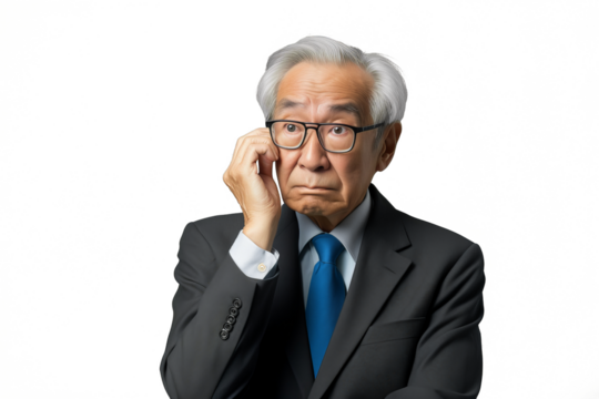 Close up of a worried old chinese businessman - Powered by Adobe