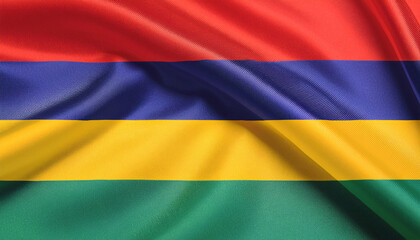 Obraz premium Realistic Artistic Representation of Mauritius waving flag