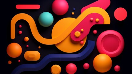 Obraz premium Abstract backgrounds with circles, curved lines and other fluid shapes. Geometric compositions. Digital art. Illustration for cover, card, banner, poster, brochure or presentation.