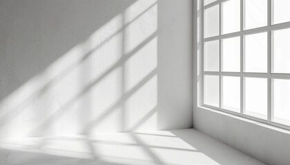 Minimalist architecture with light and shadows through window