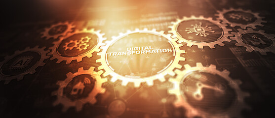 Digital transformation strategy. Business processes internet and cloud computing