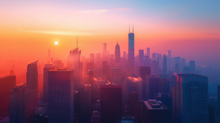 Majestic Urban Silhouette at Dusk