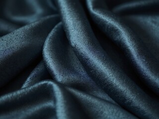 Close-up of luxurious blue colored mulberry silk