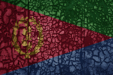 flag of eritrea on a old grunge metal rusty cracked wall background