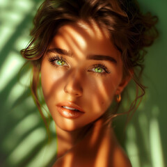 portrait of a woman, beauty, green eyes, 