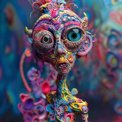 Colorful art eyes on a creature 
