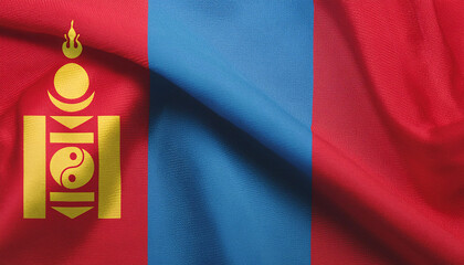 Naklejka premium Realistic Artistic Representation of Mongolia waving flag
