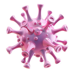 Virus icon 3D render isolated on white, transparent background PNG. Disease, bacterium, flu, microbe, infection, covid-19, illness, corona, coronavirus, pandemic