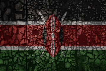 flag of kenya on a old grunge metal rusty cracked wall background