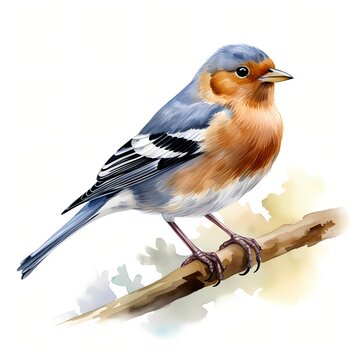 recommend clip art: Chaffinch. Chaffinch bird clipart. Watercolor illustration. Generative AI. Detailed illustration.