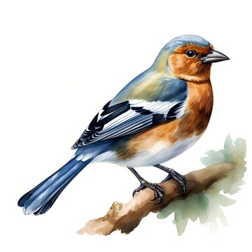 recommend clip art: Chaffinch. Chaffinch bird clipart. Watercolor illustration. Generative AI. Detailed illustration.
