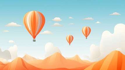 Obraz premium Illustration of Hot Air Balloons Floating Over a Desert Landscape with Clear Sky