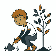 Tree Planting Environmental Action Vector - Renewable Resource, Eco Sustainability Symbol