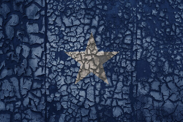 flag of somalia on a old grunge metal rusty cracked wall background