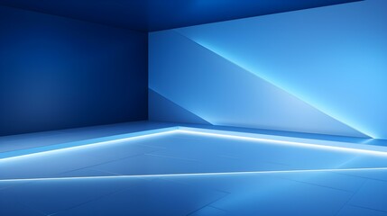 Empty blue Studio Background with beautiful Lighting. Modern Space for Product Presentation