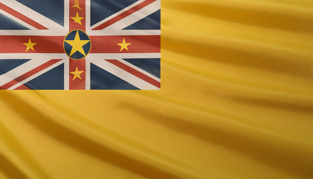 Realistic Artistic Representation of Niue waving flag - Powered by Adobe