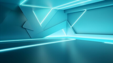 Empty cyan Studio Background with beautiful Lighting. Modern Space for Product Presentation