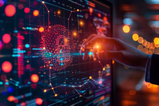 Secure access protocols utilize traceroute in cloud data networks; privacy settings and security padlocks enforce data protection and manage network traffic effectively.