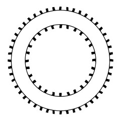 black and white circular frame or border