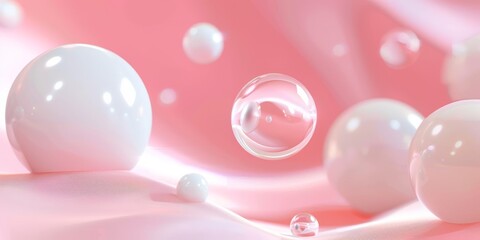 Pink background wallpaper collection with glossy balls. 3D render image with texture ideal for marketing and social media images. Minimal canvas copy space for text and images. High quality photo - obrazy, fototapety, plakaty