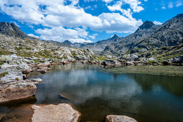 Beautiful lake in the mountains (Aigüestortes i Estany de Sant Maurici National Park)