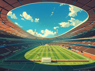 3d render of a stadiums with spotlight - obrazy, fototapety, plakaty