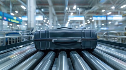 Fototapeta premium Industrial interior with plastic crates and conveyors � warehouse scene