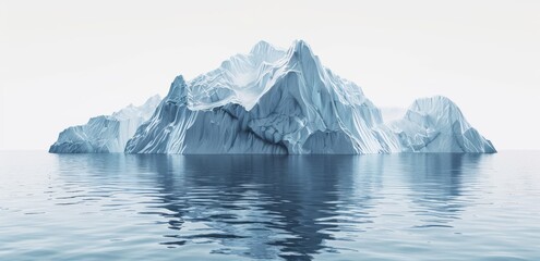 Impressive Iceberg Floating Peacefully in Ocean with Perfect Reflection - Ideal for Environmental and Educational Use