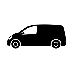 Cargo minivan icon. Black silhouette. Side view. Vector simple flat graphic illustration. Isolated object on a white background. Isolate.
