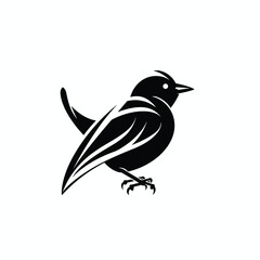 Obraz premium Black and white vector illustration of a bird in minimalist style.