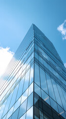 Glass skyscrapers reflect the sky