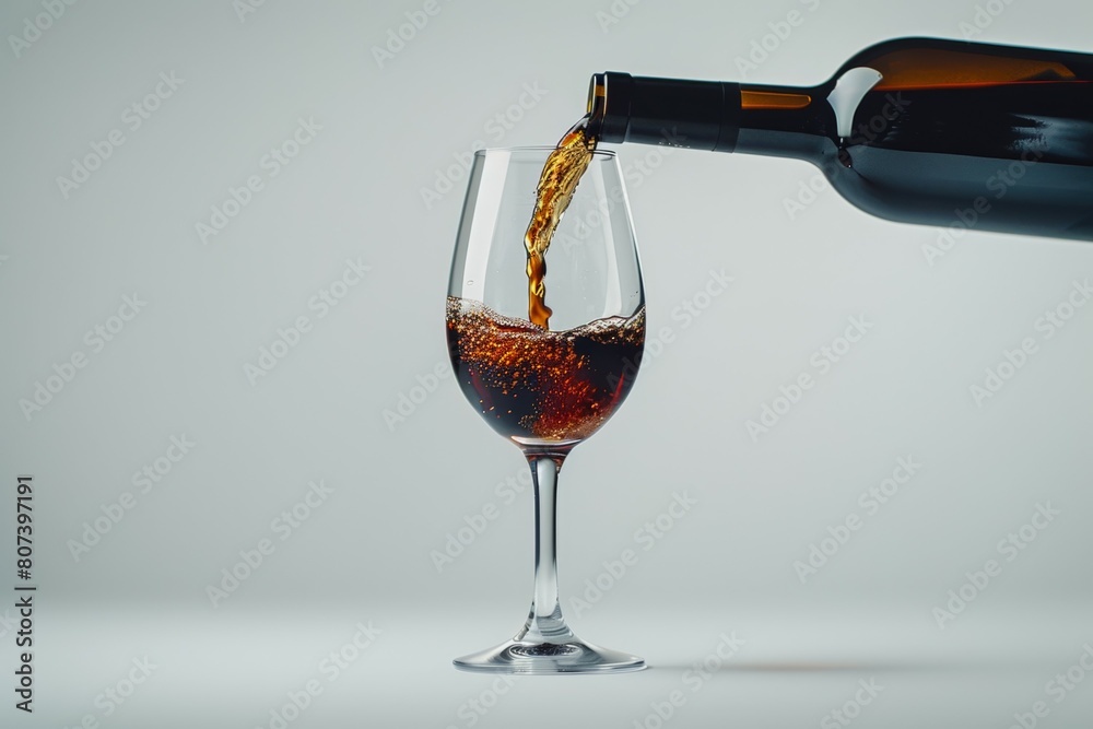 Canvas Prints A bottle of wine is poured into glass