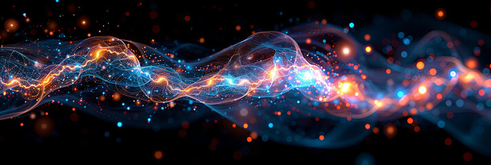 Fototapeta premium A colorful wave of light with blue and orange streaks