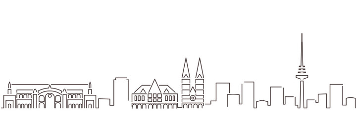 Bremen Dark Line Simple Minimalist Skyline With White Background