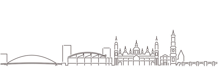 Zaragoza Dark Line Simple Minimalist Skyline With White Background
