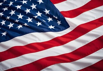 An American flag with its red and white stripes and blue field with white stars, representing the United States of America